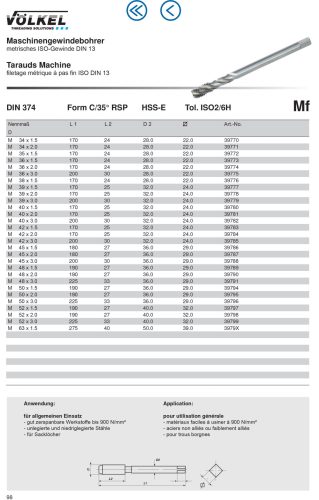 Völkel Gépi menetfúró Mf8x1,0-6H HSS-E CSH35