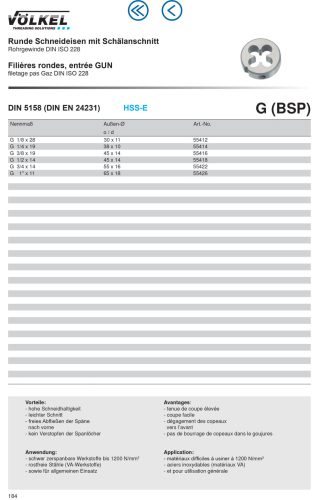 Völkel Menetmetsző G1"x11-6g HSS-E