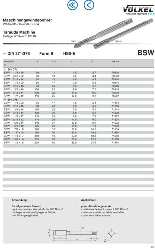 Völkel Gépi menetfúró BSW1/2"x12-6H HSS-E
