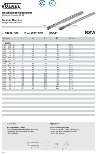 Völkel Gépi menetfúró BSW1"x8-6H HSS-E CSH35