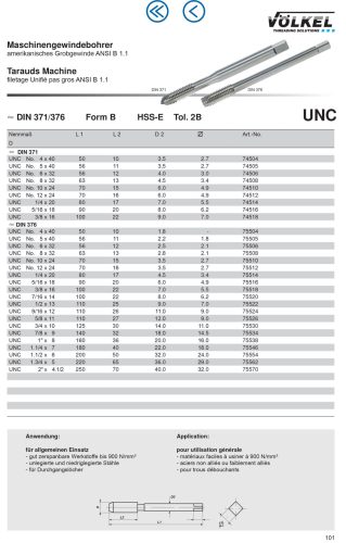 Völkel Gépi menetfúró UNC 6x32 HSS-E