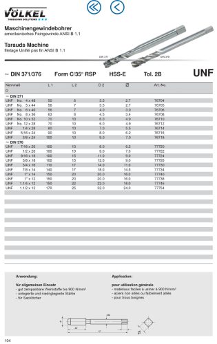 Völkel Gépi menetfúró UNF 1/2"x20 HSS-E CSH35