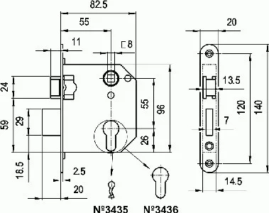 Elzett cilinderes bevéső zártest lővér kétnyelves 3436