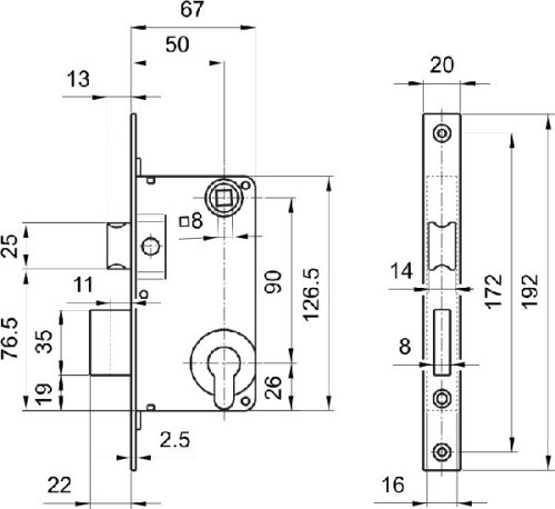 Elzett cilinderes bevéső zártest 50/90 709