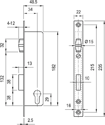 Elzett portálzár görgős 5cm 3397/35