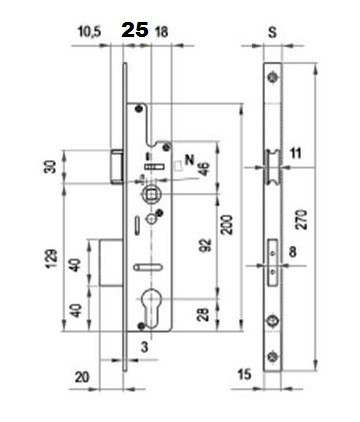 Elzett europortálzár 3cm 20/85/22/8