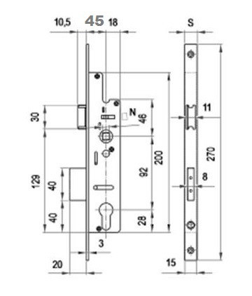 Elzett europortálzár 3cm 20/85/22/8