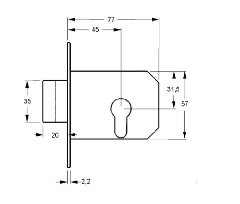 Elzett reteszzár bevésö cilinderes 777/k