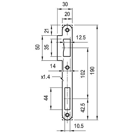 Elzett zárólemez 3410 egyenes kerek