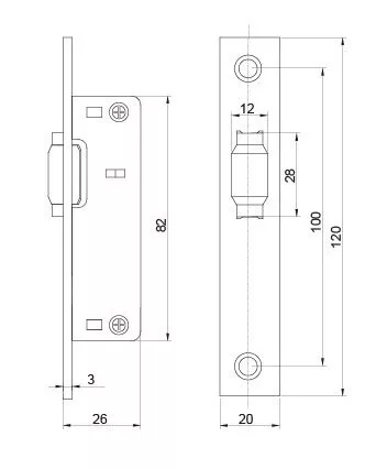 Anbo ajtócsappantyú görgős króm. 120x25mm 1202
