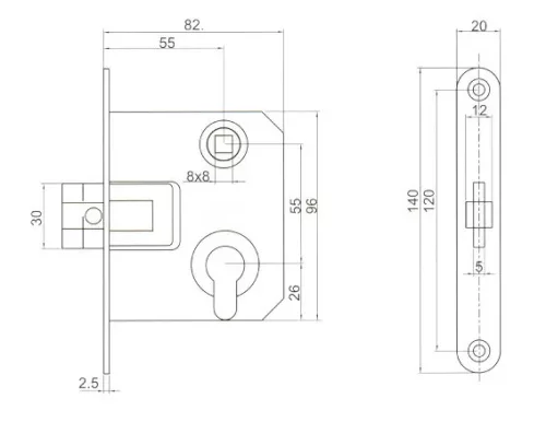 Anbo bevésőzár 3372/55 cilinderes lővér bliszteres 3672