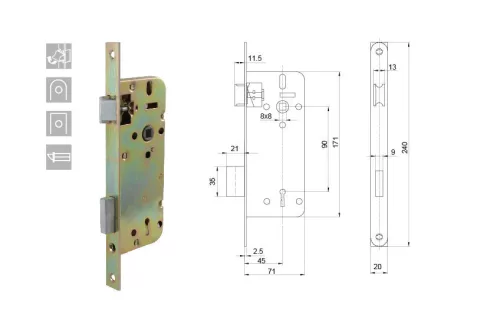 Anbo bevésőzár biztonsági7cm 2k.szögletes 410 bliszteres