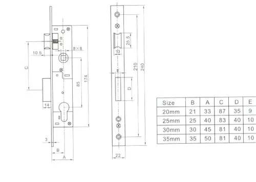 Anbo portálzár váltós 4 cm 85mm +zárb. sl 500-25