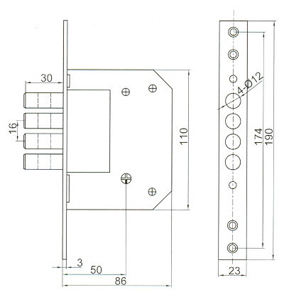 Anbo reteszzár bev. 4csapos 50mm tűkulcsos 9894