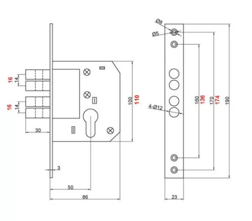 Anbo reteszzár bev.cilinderestest 4 csapos 50m. 9894a