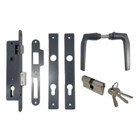   Anbo portálzár garnitúra váltós4cm+betét+kilincs 1231 antracit