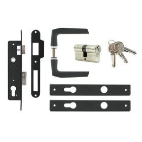   Anbo portálzár garnitúra váltós4cm+betét+kilincs 1231 fekete