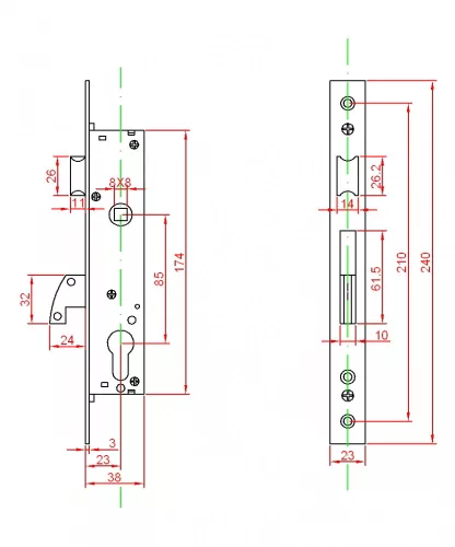 Anbo portálzár kampós nyelves 4 cm + zárbetét 1340