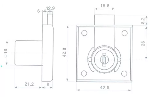 Anbo cilinderes bútorzár rász. 25mm króm müa.kulcsf cl 101