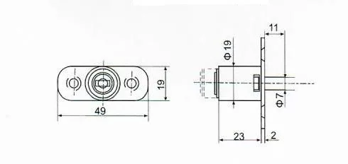 Anbo cilinderestolóajtózár q20mm benyomós 22/20 fl105