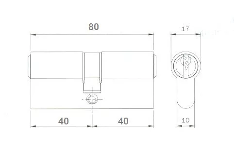Elzett hengerzárbetét 40/40 81mm réz 757/22 3 kulcsos