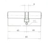 Elzett hengerzárbetét 40/45 86mm réz 757/23 3 kulcsos