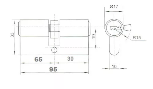 Anbo hengerzárbetét 30/65 5 fúrtkulcsos m.nikk 2300