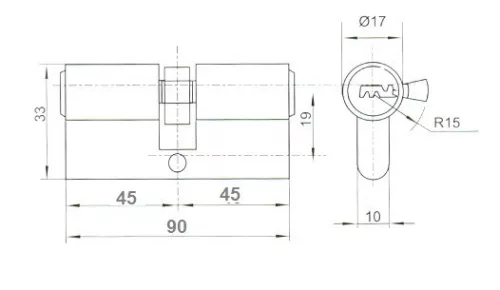 Anbo hengerzárbetét 45/45 5 fúrtkulcsos m.nikk 2300