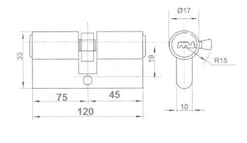 Anbo hengerzárbetét 45/75 5 fúrtkulcsos m.nikk 2300