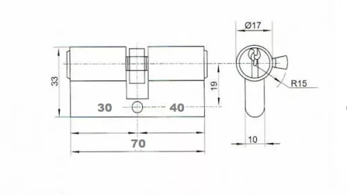Anbo hengerzárbetét 30/40mm 3 kulcsos króm 2200