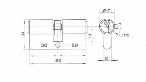 Anbo hengerzárbetét 30/50mm 3 kulcsos króm 2200