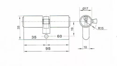 Anbo hengerzárbetét 35/60mm 3 kulcsos króm 2200