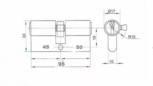 Anbo hengerzárbetét 45/50mm 3 kulcsos króm 2200