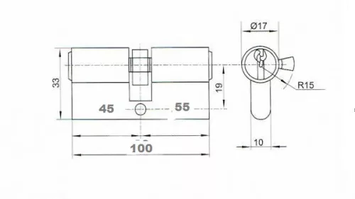 Anbo hengerzárbetét 45/55mm 3 kulcsos króm 2200