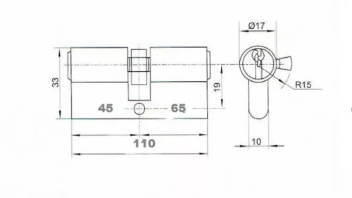 Anbo hengerzárbetét 45/65mm 3 kulcsos króm 2200