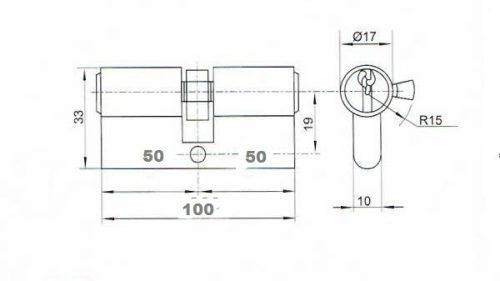 Anbo hengerzárbetét 50/50mm 3 kulcsos króm 2200
