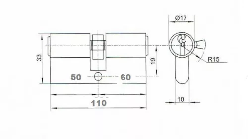 Anbo hengerzárbetét 50/60mm 3 kulcsos króm 2200