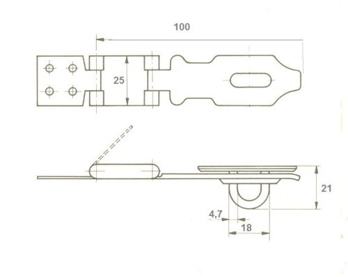 Elzett lakatpánt 100mm horg. wy-057