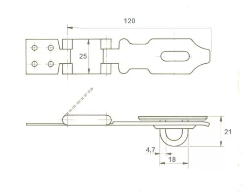 Elzett lakatpánt 120mm horg. wy-057