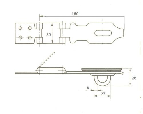 Elzett lakatpánt 160mm horg. wy-057