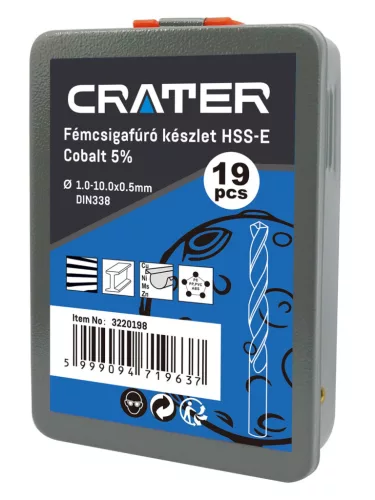 Crater fémcsigafúró készlet 1-10mm 19r. hss-e d338 cobalt