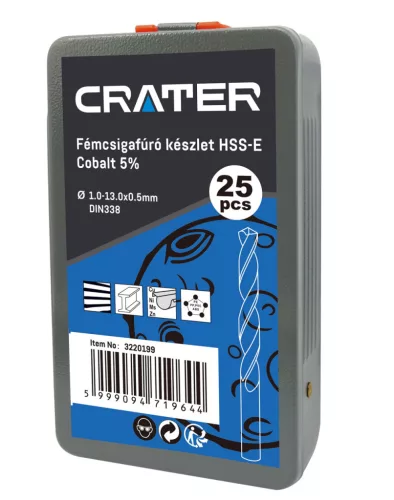 Crater fémcsigafúró készlet 1-13mm 25r. hss-e d338 cobalt