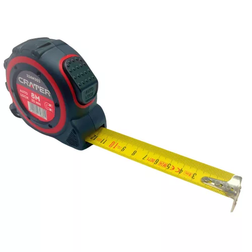 Crater mérőszalag 8m/25mm autostop+mágnes+rögz.
